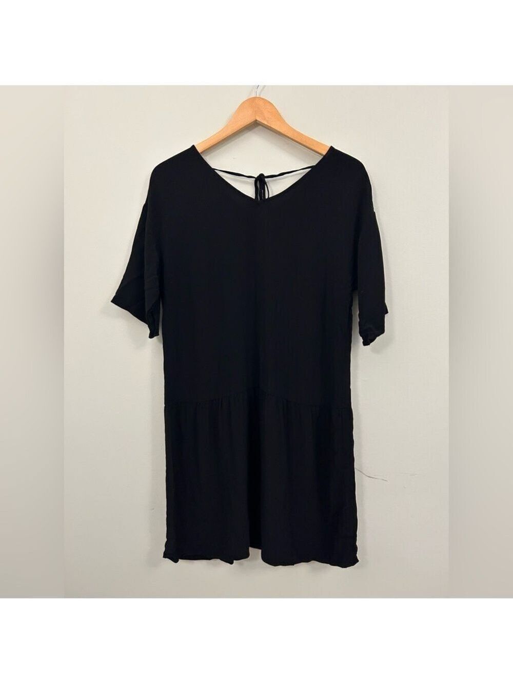 Eileen Fisher Dress Yarrow Tencel Viscose Crepe
Drop Waist Black XS Oversized